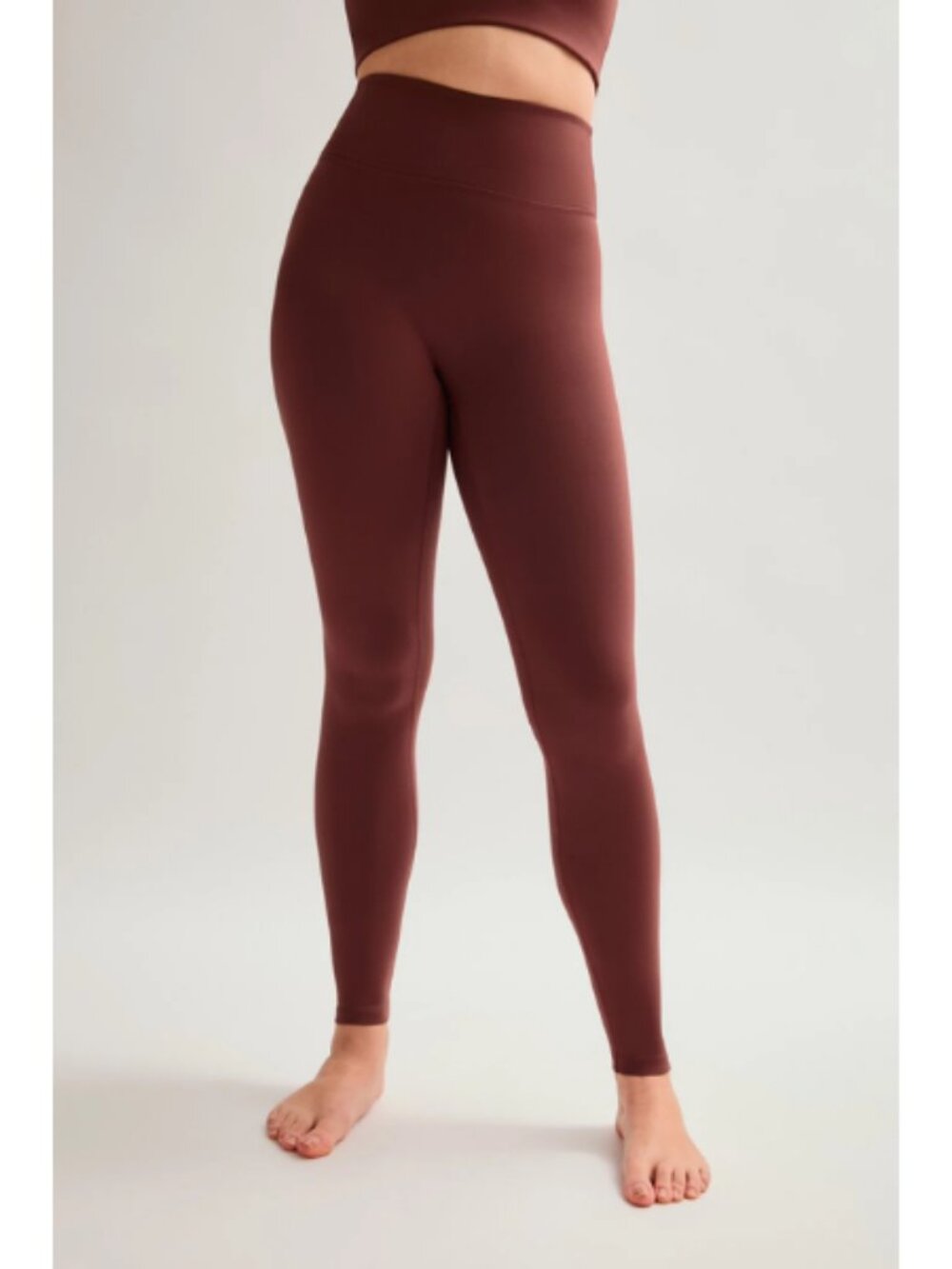Girlfriend Collective Luxe Legging No Front Seam Inside Pocket Brown Size Small